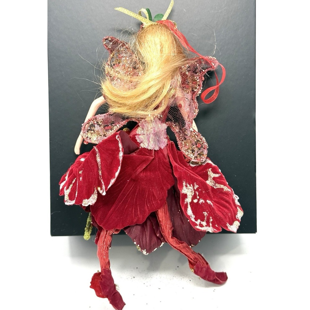 Mark Roberts Fairy Hanging Ornament Fabric Art Doll w/ Flowers & Wings Vintage K - Picture 6 of 12